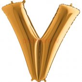 Folijas balons Burts V Zelta krāsa 35 cm