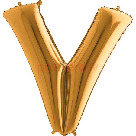 Folijas balons Burts V Zelta krāsa 35 cm