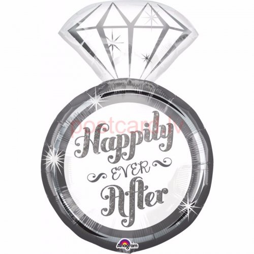 Folijas balons Happily Ever After Sudraba krāsa 69 cm