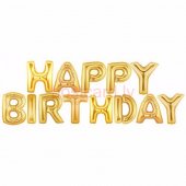 Folijas balonu kompozīcija Happy Birthday Zelta krāsa 31 cm